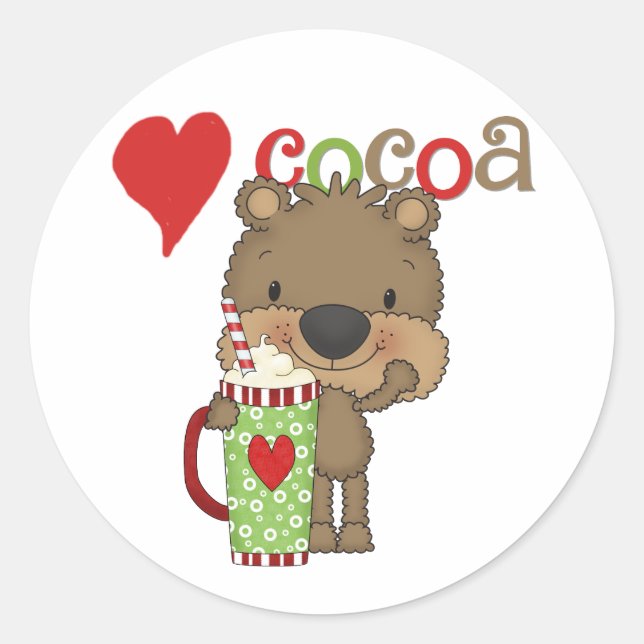 Bear Cocoa Love Holiday Classic Round Sticker (Front)
