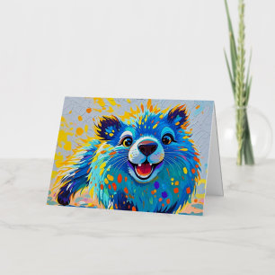 Bear Colourful abstract animal art design Foil Greeting Card