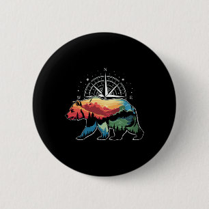 Bear Comp Hiker Outdoor 6 Cm Round Badge