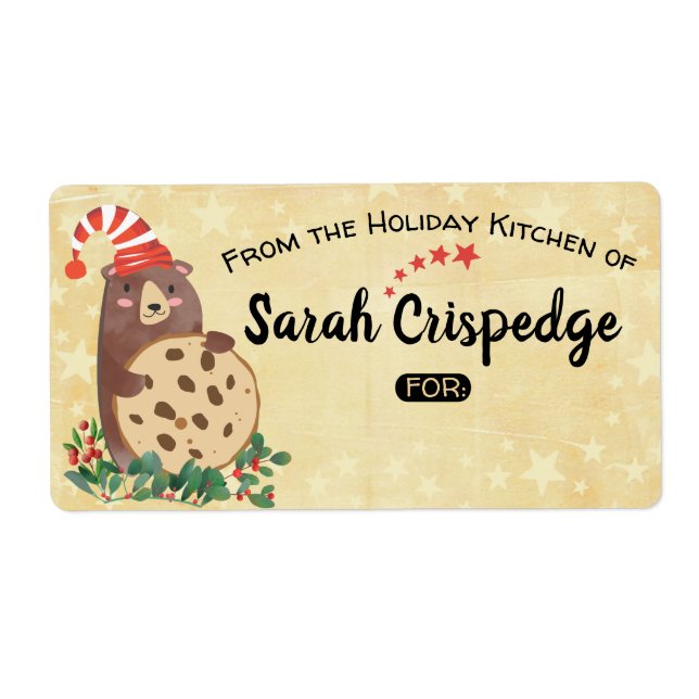 Bear cookie Christmas to from holiday baking Label (Front)