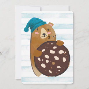 Bear cookie home baking personalised Christmas Holiday Card