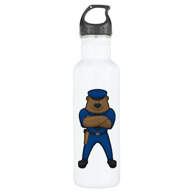 Bear Cop Police 710 Ml Water Bottle (Front)