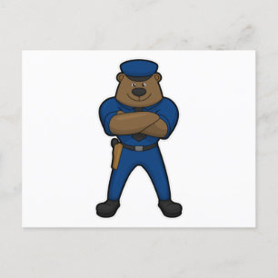 Bear Cop Police Postcard