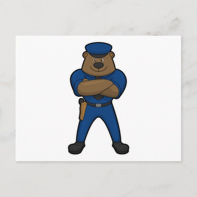 Bear Cop Police Postcard (Front)