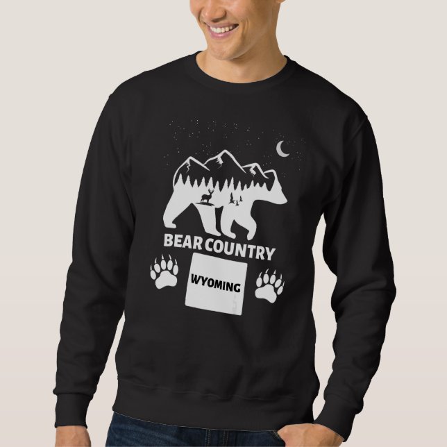 Bear Country Wyoming Grizzly Bear With Deer Mounta Sweatshirt (Front)