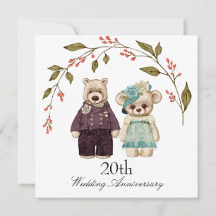 Bear Couple Wedding Anniversary Invitation
