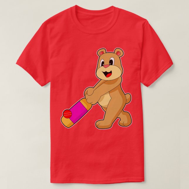 Bear Cricket Cricket bat T-Shirt (Design Front)