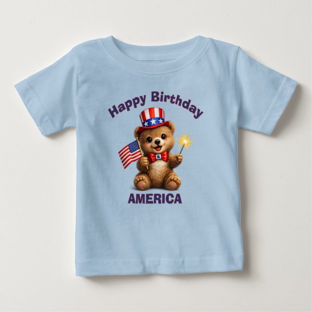 Bear Cub (5a) Patriotic Kid T-Shirt (Front)