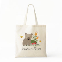 Bear cub and butterflies personalised library book