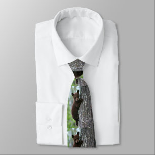 Bear Cub Climbing A Tree Print Necktie