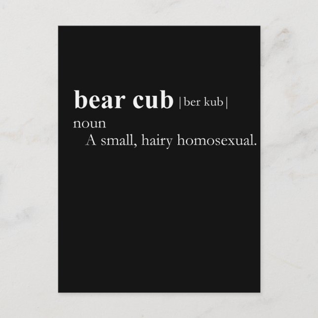 BEAR CUB (definition) Postcard (Front)