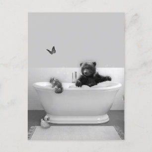 Bear Cub in Bathtub Bubble bath  Postcard