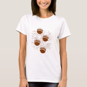 Bear Cub Paw Prints On Distressed Background T-Shirt
