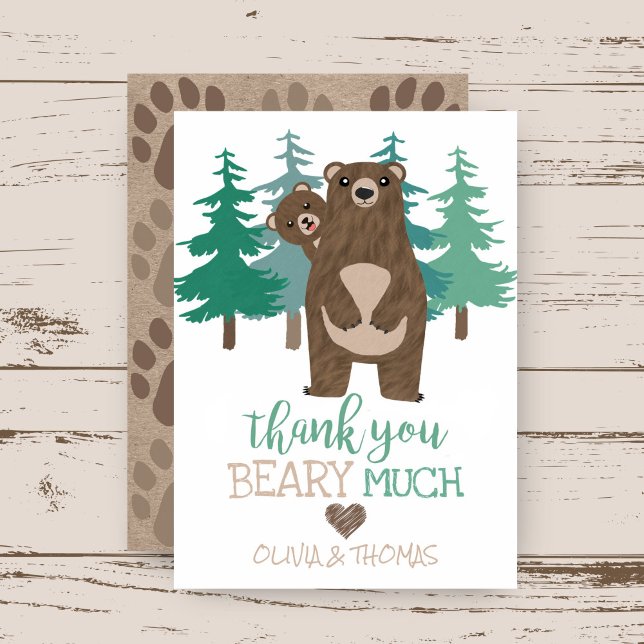 Bear Cub Woodland Adventure Baby Shower Thank You Card (Creator Uploaded)