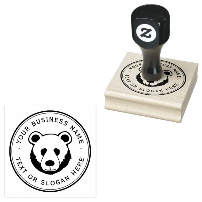 bear  Custom Business Logo Large  Rubber Stamp (Stamped)