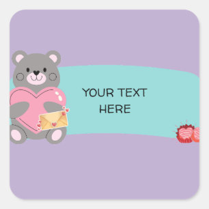 BEAR  CUSTOMIZABLE  SQUARE STICKER