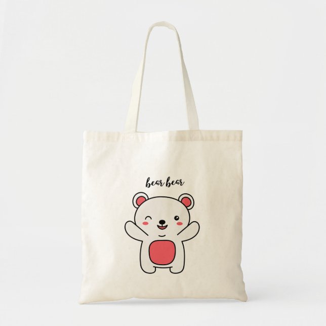 Bear Cute Design Tote Bags (Front)
