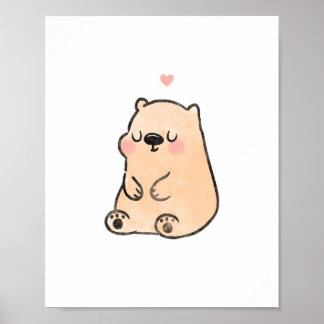 Bear cute nursery art poster