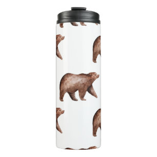 Bear Cuteness: Watercolor Animal Pattern Thermal Tumbler
