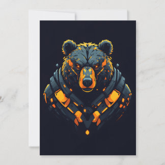 Bear Cyberpunk Mecha Neon Gaming Invitation