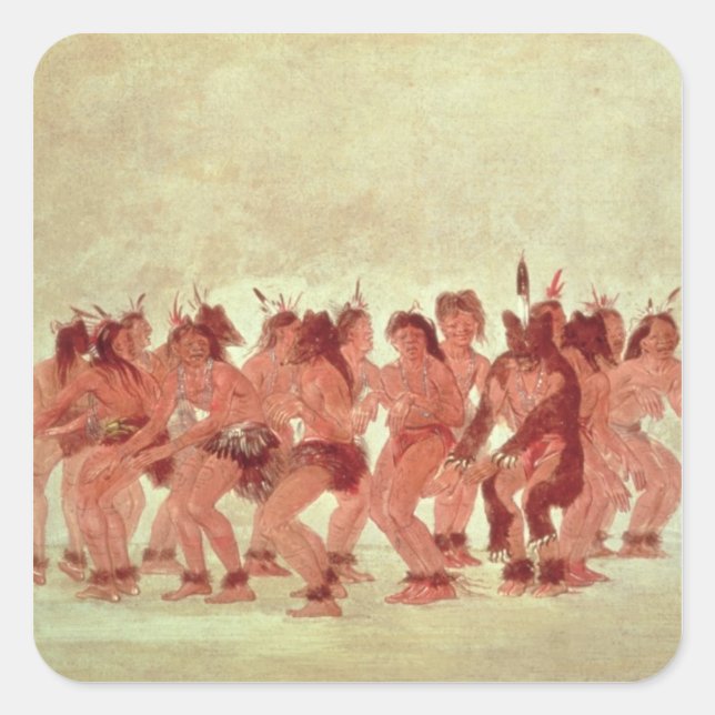 Bear Dance Square Sticker (Front)