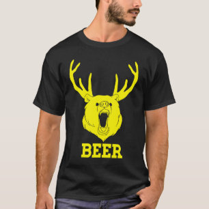 Bear Deer Antlers Funny Craft Beer Retro Graphic T T-Shirt