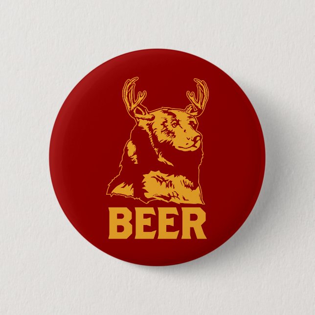 Bear + Deer = Beer 6 Cm Round Badge (Front)