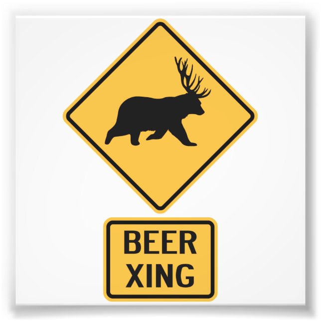 Bear Deer Beer Crossing Photo Print (Front)