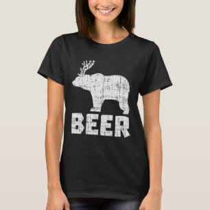 Bear Deer Beer Funny Drinking Hunting Camping Dad  T-Shirt