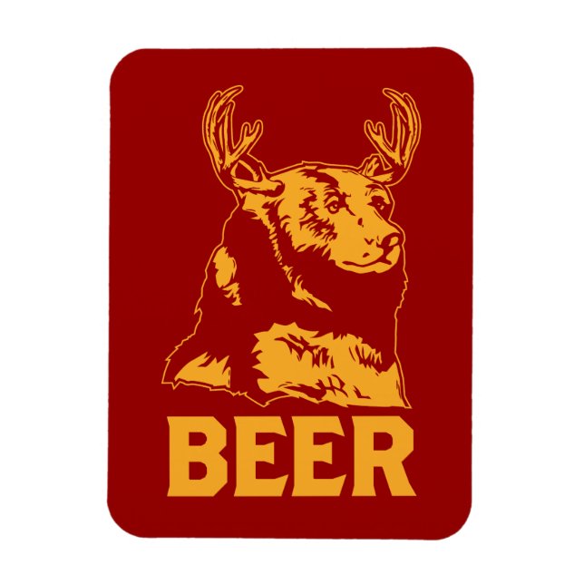 Bear + Deer = Beer Magnet (Vertical)