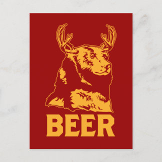Bear + Deer = Beer Postcard