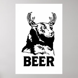 Bear + Deer = Beer Poster