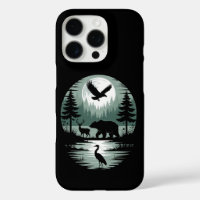 Bear Deer Eagle Moon Forest Silhouette