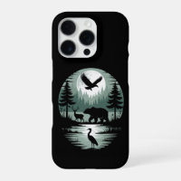 Bear Deer Eagle Moon Forest Silhouette