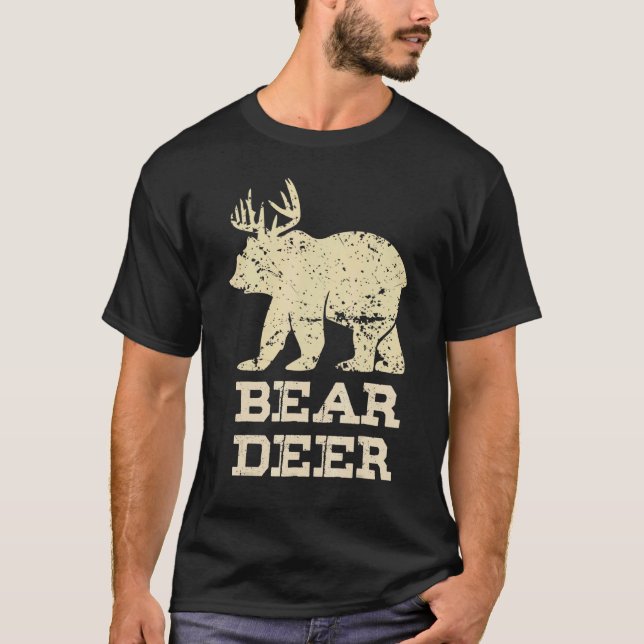 Bear Deer Hunting Outdoors Nature Hunter T-Shirt (Front)
