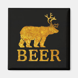 Bear Deer or Beer Bold Silhouette Magnet