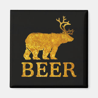 Bear Deer or Beer Bold Silhouette Magnet