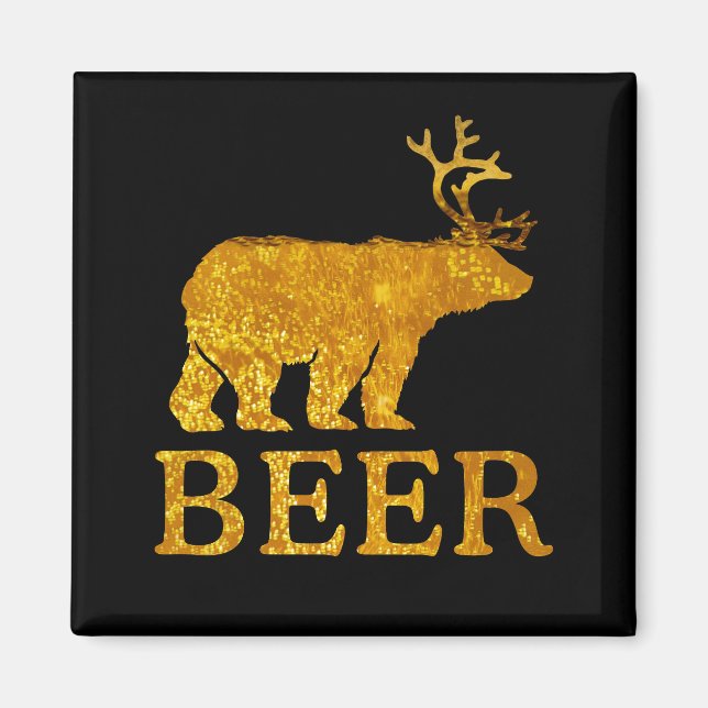 Bear Deer or Beer Bold Silhouette Magnet (Front)