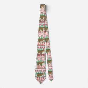 Bear Deer or Beer Christmas Jumper Knit Style Tie
