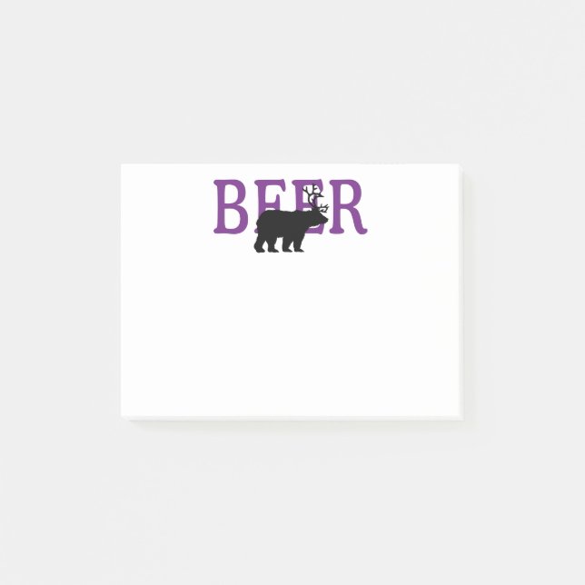 Bear Deer or Beer Icon Style Post-it Notes (Front)