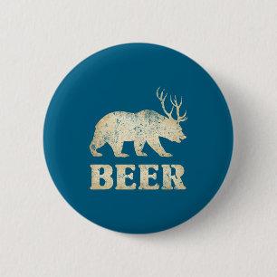 Bear Deer Vintage Beer  6 Cm Round Badge