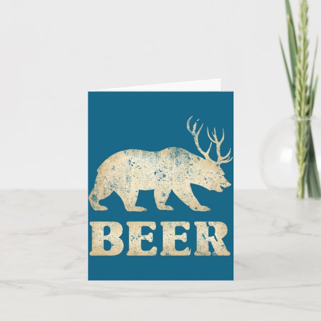 Bear Deer Vintage Beer  Card (Front)