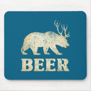 Bear Deer Vintage Beer Mouse Pad