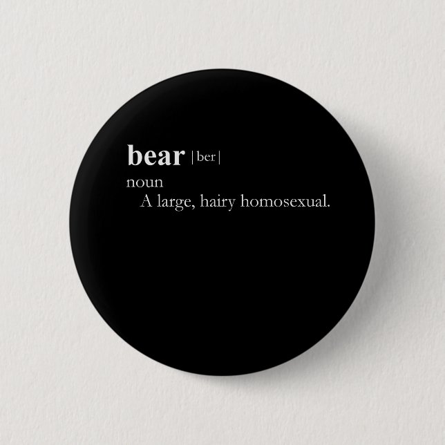 BEAR (definition) 6 Cm Round Badge (Front)