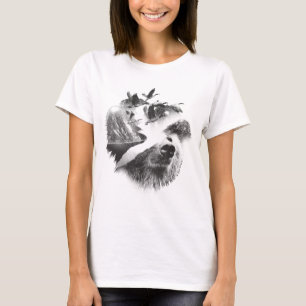 Bear Design Double Exposed T-Shirt
