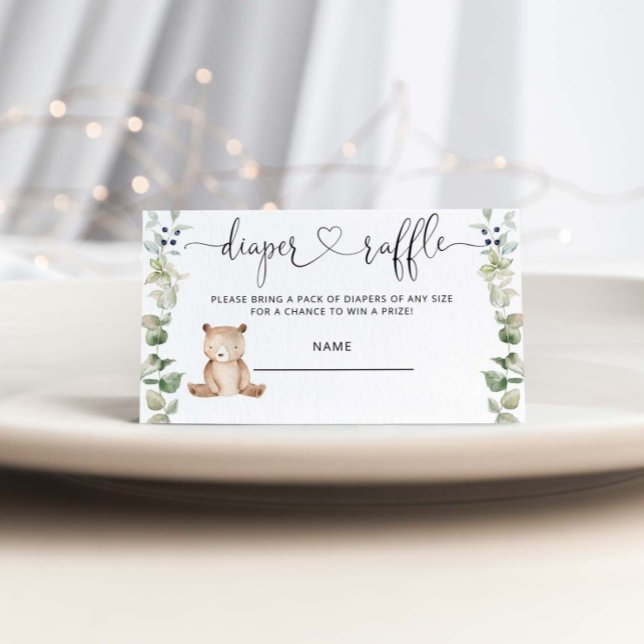 Bear diaper raffle ticket enclosure card (Creator Uploaded)