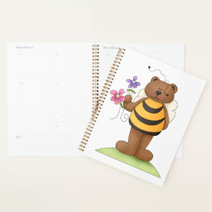 Bear Dressed as Bumblebee with Flowers Planner