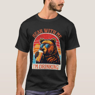 Bear Drinking Beer Outdoor Funny Grizzly Hiking T-Shirt