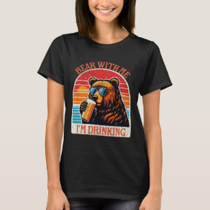 Bear Drinking Beer Outdoor Funny Grizzly Hiking  T-Shirt