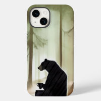 Bear Drinking Coffee in the Woods